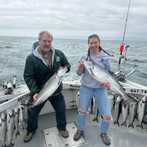 Father and daughter fishing 
